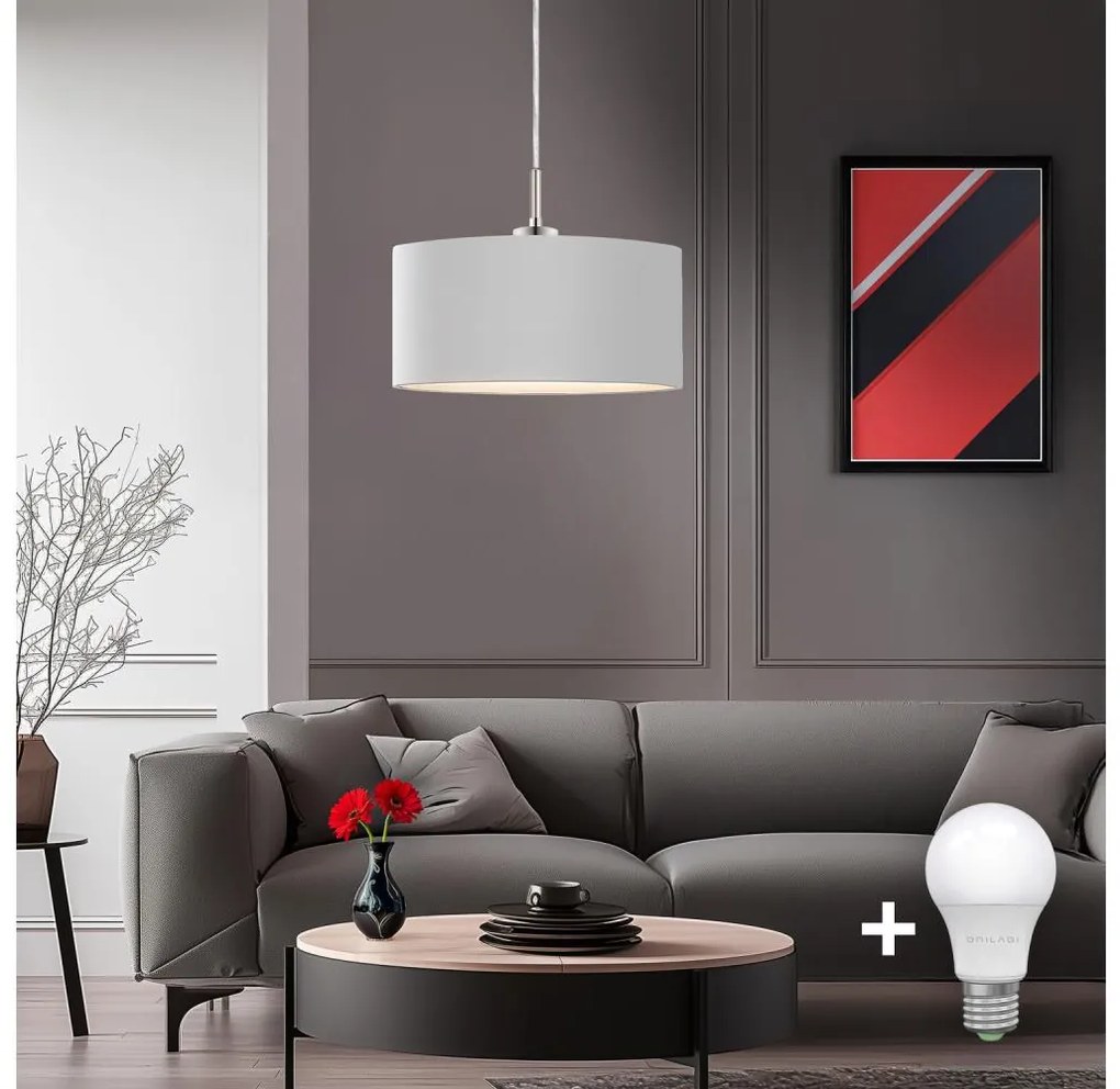 Eglo - LED Luster na lanku TUNJA 1xE27/60W/230V biela