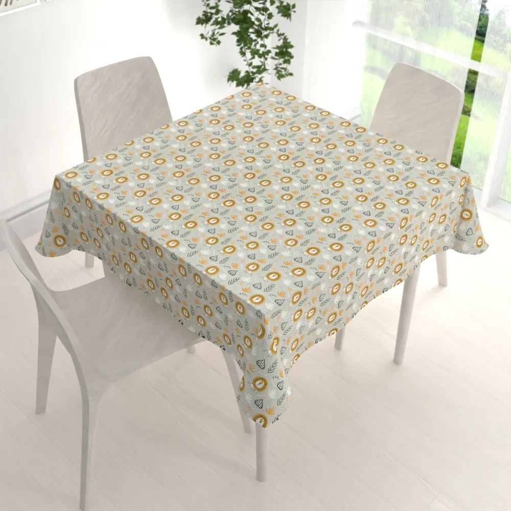Biante Detský bavlnený štvorcový obrus Sandra SA-565 Levy na sivom 80x80 cm