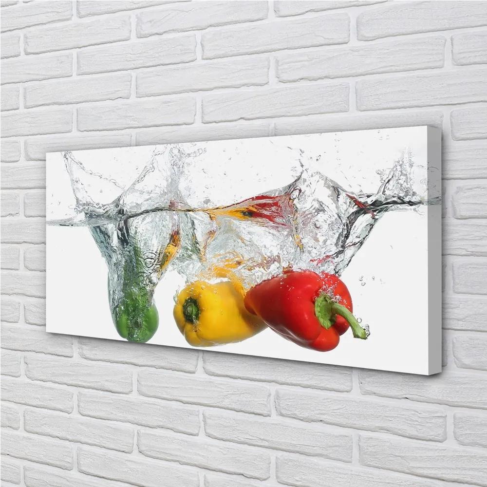 Obraz canvas Farebné papriky vo vode 100x50 cm