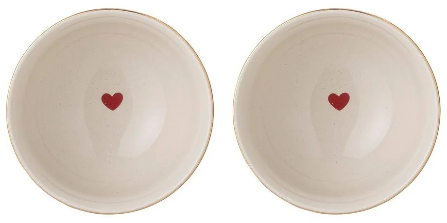 Krémové misky s vianočným motívom z kameniny v súprave 2 ks 500 ml Jolly – Bloomingville