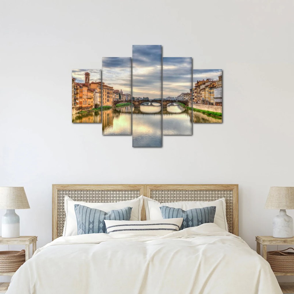 Obraz mesta s riekou (150x105 cm)