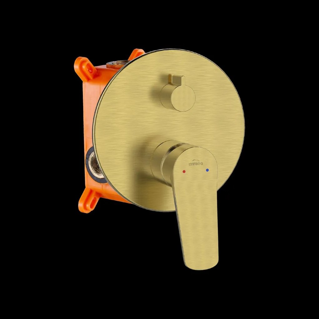 Invena Alonia, podomietková sprchová súprava s ručnou a hlavovou sprchou, zlatá matná, INV-BS-70-009-V