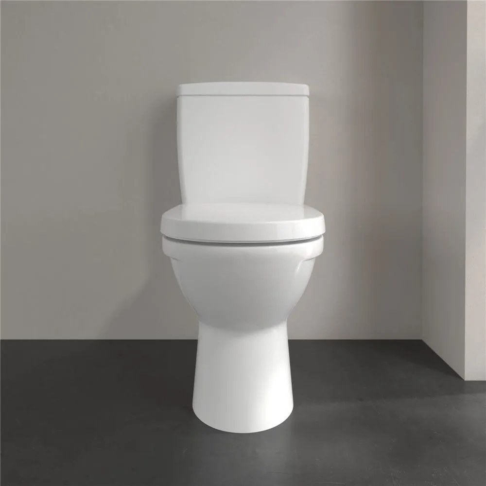 VILLEROY &amp; BOCH O.novo WC misa kombi s hlbokým splachovaním, zadný odpad, 360 x 640 mm, biela alpská, s povrchom CeramicPlus, 565810R1