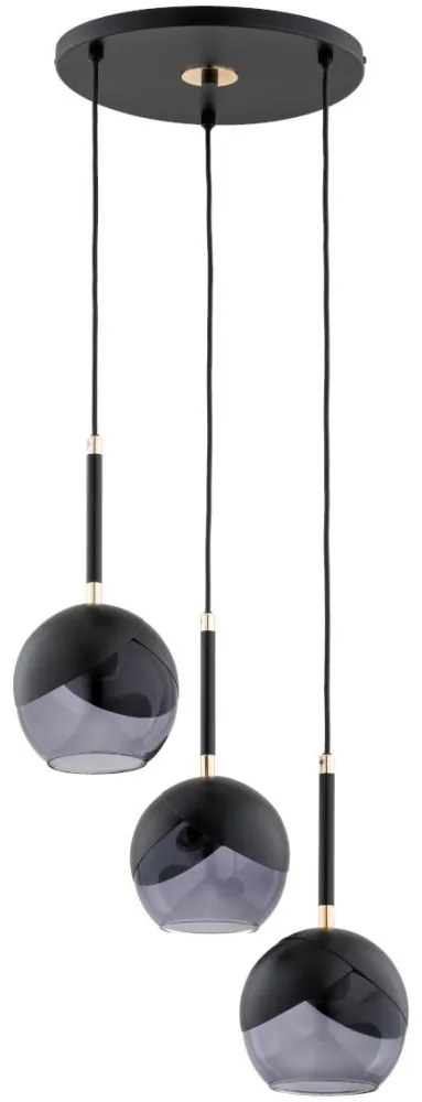 Luster na lanku MILTONA 3xE27/60W/230V čierna/šedá