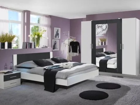 Zostava spálne Nora 180x200 cm, biela/grafitová%