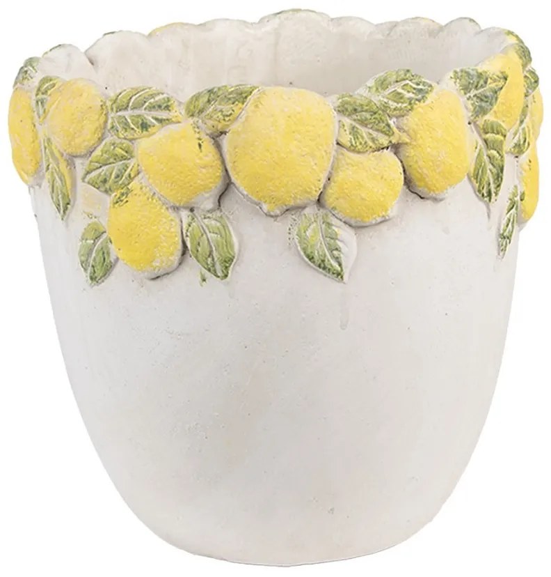 Cementový kvetináč lemovaný citrónmi Lemoni M - Ø 20*19 cm