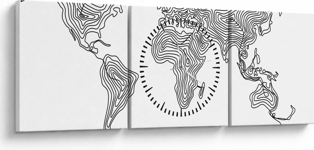 Obraz - Mapa v líniách (s hodinami) (90x30 cm)