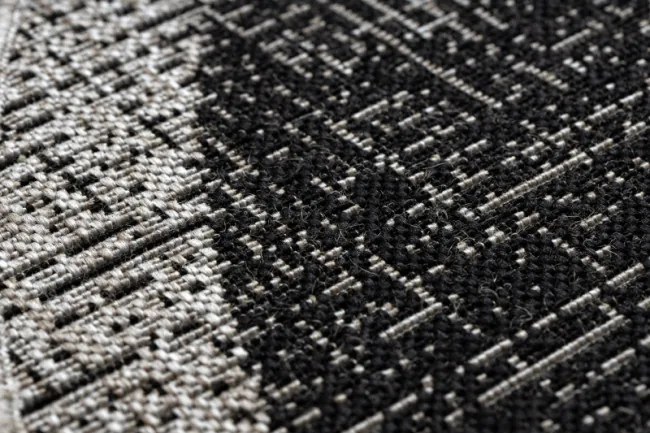 Koberec SIZAL FLOORLUX kruh 20401 Ramka čierny/strieborný