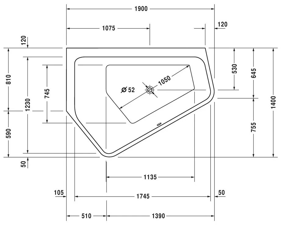 Duravit Paiova 5 - Vaňa do ľavého rohu 1900x1400 mm, s panelom a podstavcom, biela 700396000000000