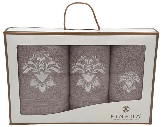 Soft Cotton Osuška a uteráky ORCHIS v darčekovom balení Béžová Sada (uterák 30x50cm, 50x100cm, osuška 70x140cm)
