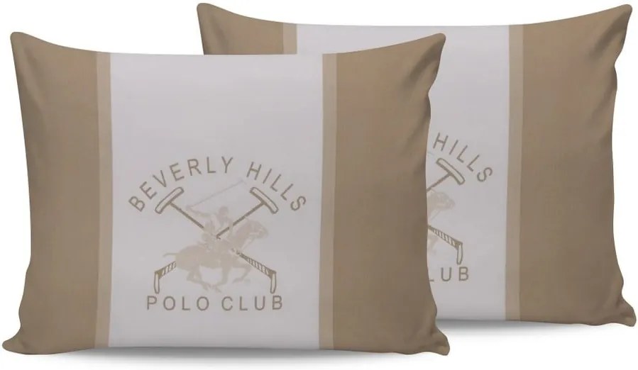 Sada 2 bavlnených obliečok na vankúš Polo Club Beige, 50 × 70 cm