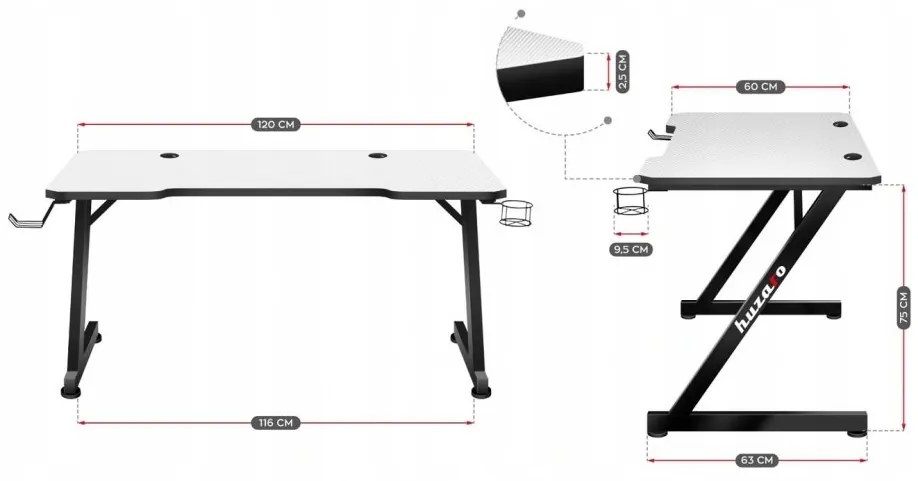 Moderný herný stôl v elegantnej bielej farbe