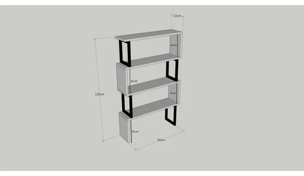 Knižnica CEYLAN 128x80 cm hnedá/čierna