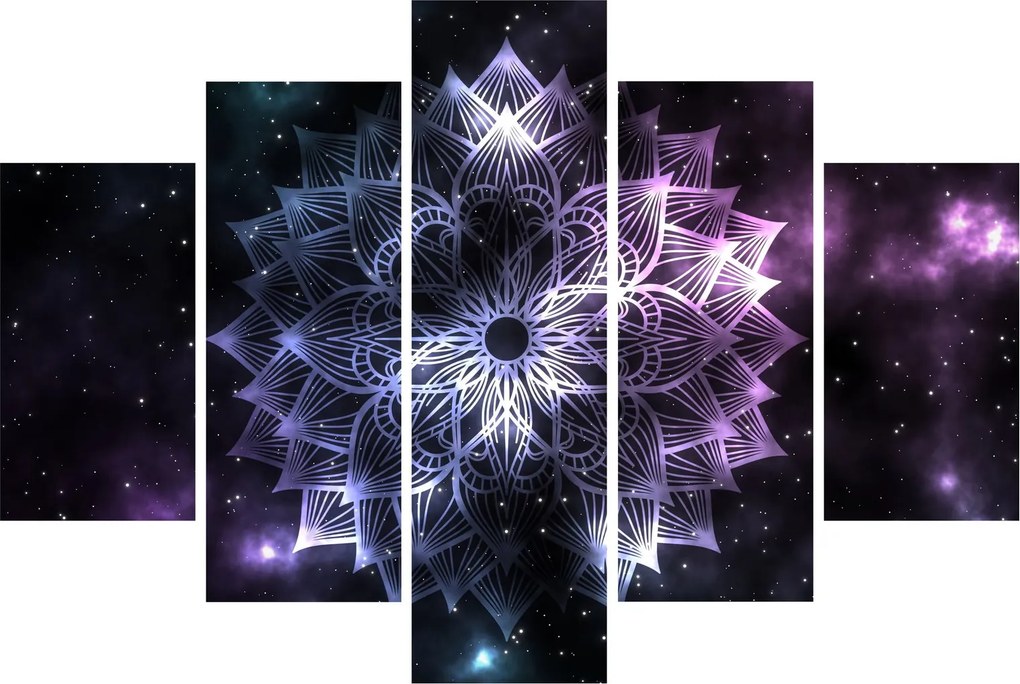 Obraz - Lotusová mandala vo vesmíre (150x105 cm)