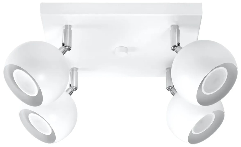 Stropné svietidlo Oculare, 4x biele kovové tienidlo, (možnosť polohovania)