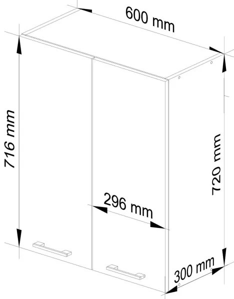 Horná kuchynská skrinka OLIWIA W 60 H720 biela / červená, lesk