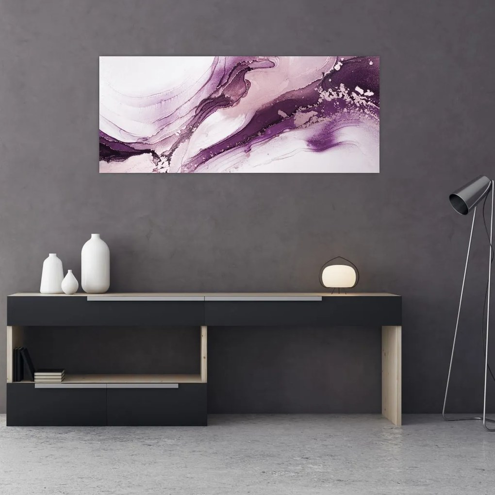 Obraz - Purple fluid art (120x50 cm)