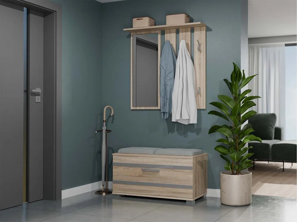 Predsieňová zostava Oasis 1 (dub sonoma) (so zrkadlom). Akcia -23%. Vlastná spoľahlivá doprava až k Vám domov. 1132532