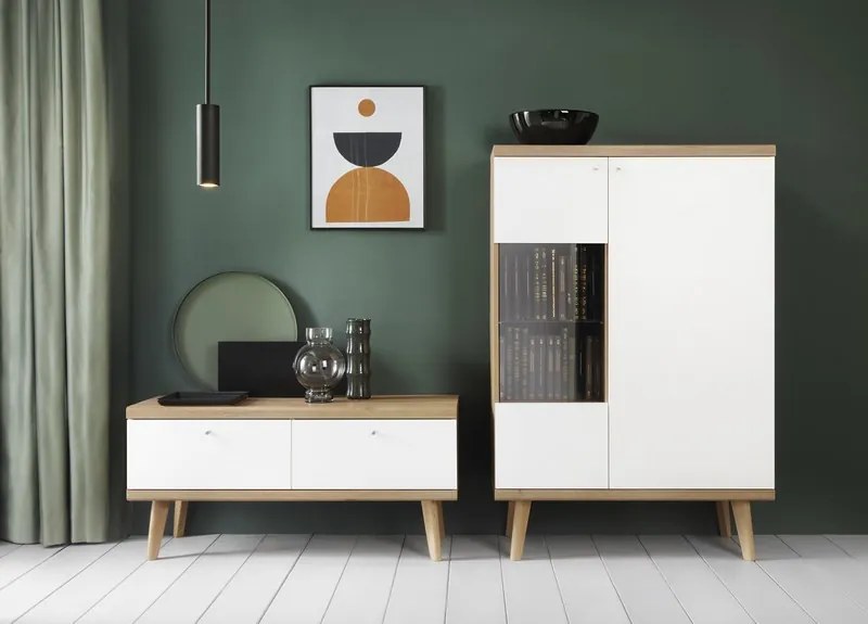 TV stolík Primo, dub riviera/biely