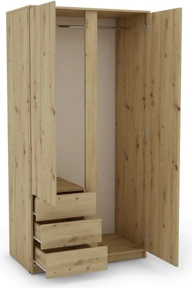 Šatníková skriňa Carlos, dub artisan, 100 cm