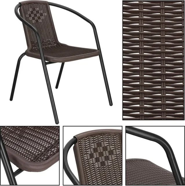 Kovová záhradná súprava Springos – 4 stoličky a stôl so sklenenou doskou