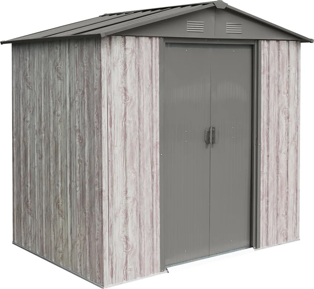 Záhradný domček BestBerg ZDB-2SD / 2,5 m² / 194 x 131 x 184 cm / dekor biele drevo / sivá