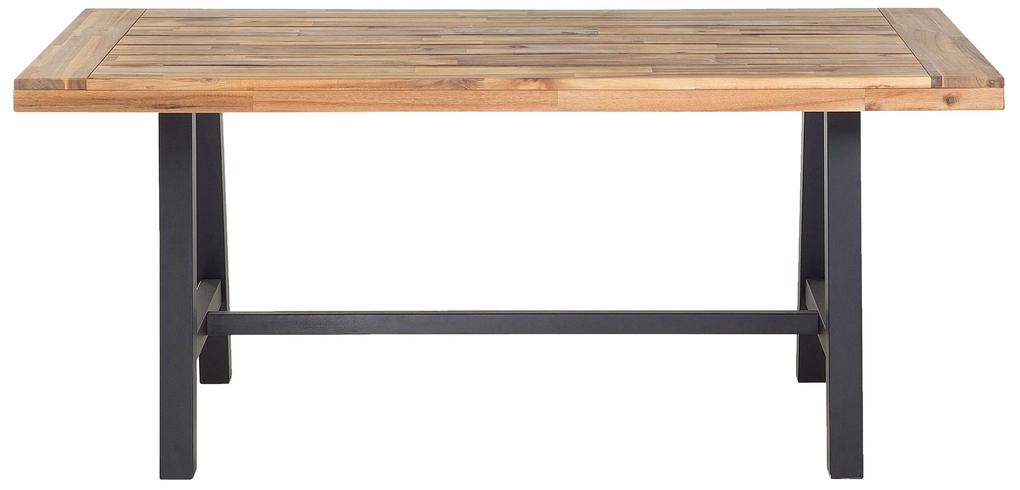 Záhradný stôl z akáciového dreva 170 x 80 cm svetlé drevo/čierna SCANIA Beliani