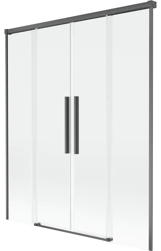 Mexen Rox, 2-krídlová posuvná vaňová zástena 140 x 150 cm, 8mm číre sklo, brúsený grafit profil, 8C9-140-002-66-00