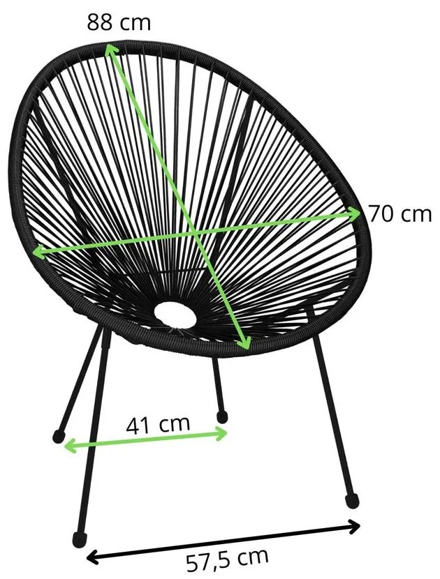Záhradné kreslo oválne, výška 87 cm Springos - GF0085 čierna