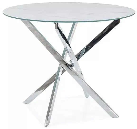 Jedálenský stôl Agis 90 cm biely mramor/chróm