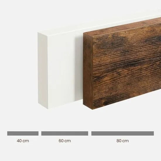 Nástenná plávajúca polica, 60 cm, rustikálna hnedá