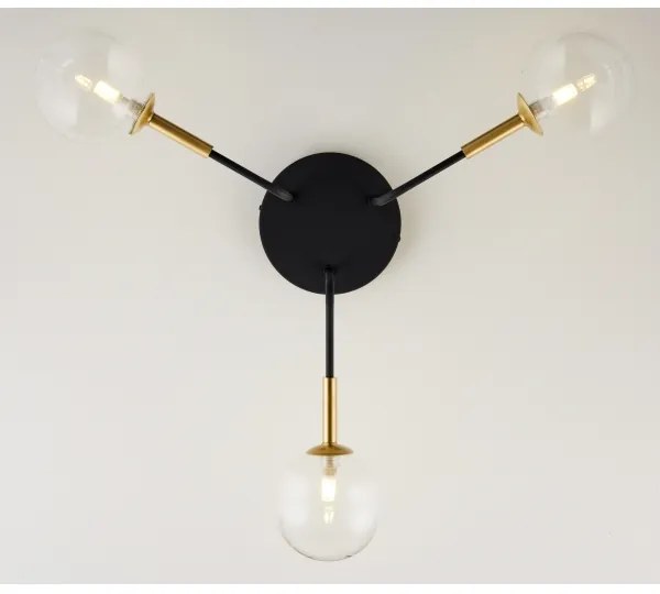 Jupiter 2039 - Luster na tyči BURANO 3xG9/10W/230V čierna/zlatá/číra