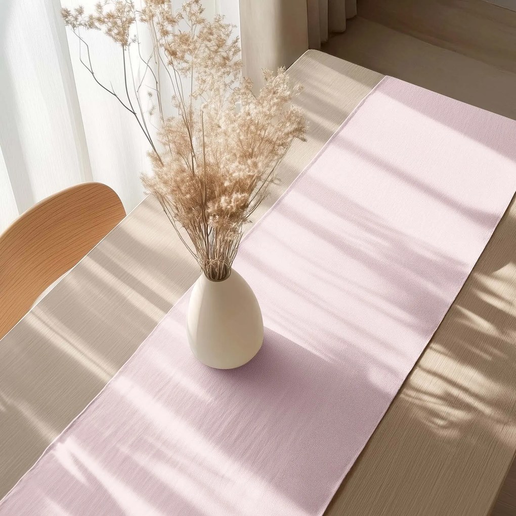 Goldea behúň na stôl z ľanovej zmesi - púdrovo ružový 35x160 cm