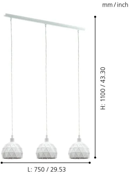 Eglo 97857 - Luster na lanku ROCCAFORTE 3xE14/40W/230V