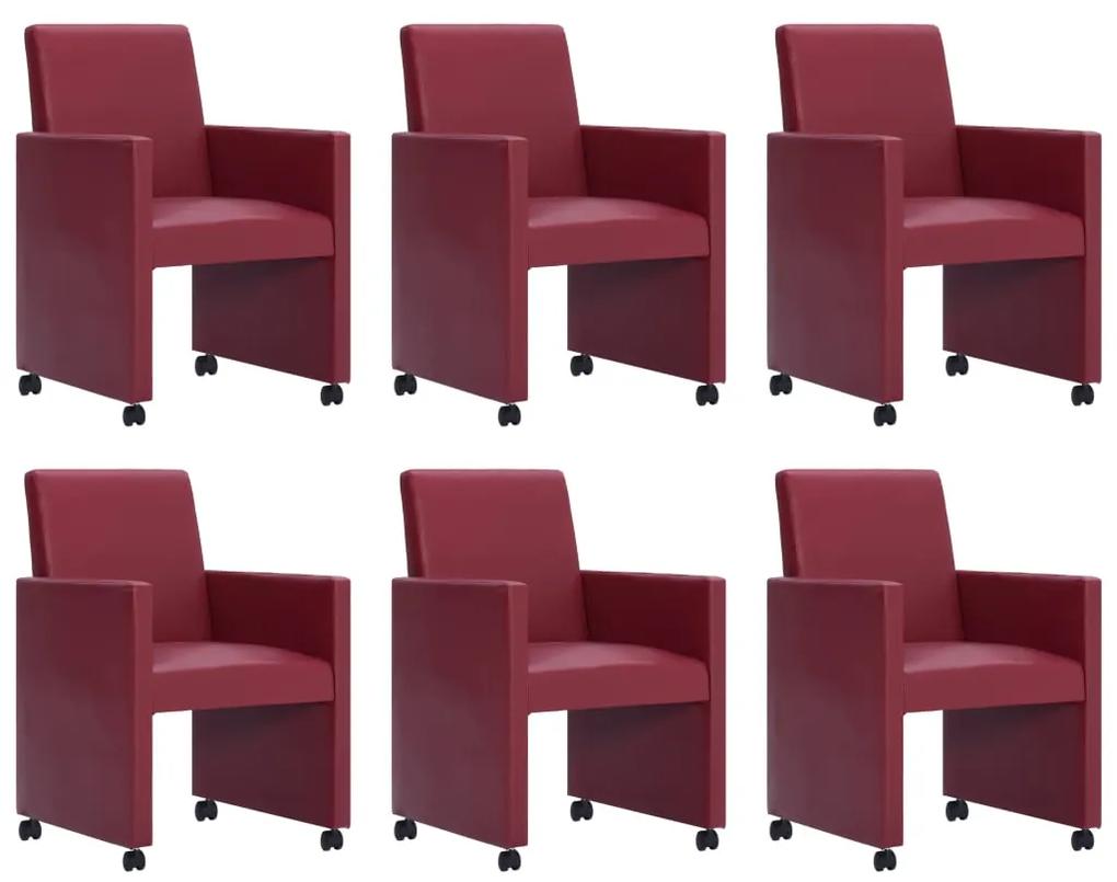 Jedálenské stoličky 6 ks, vínovo červené, umelá koža 276882