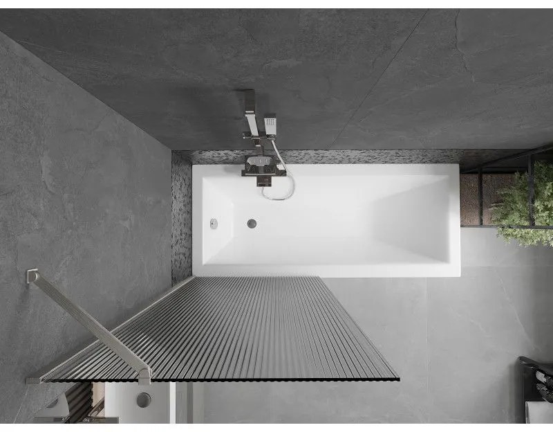 Mexen Next, 1-krídlová vaňová zástena 80 x 150 cm, 6mm sklo Ribs, oceľová, 895-080-000-00-09-97