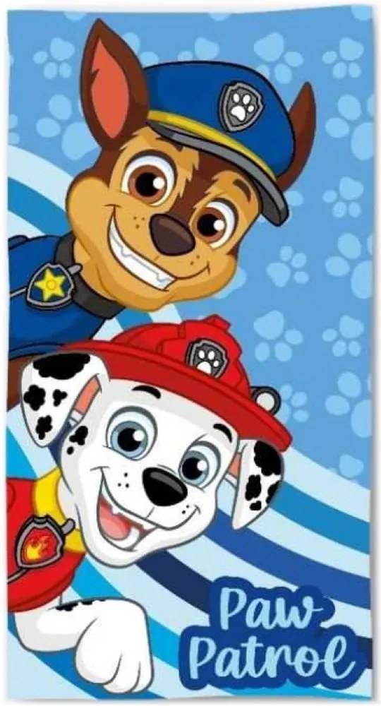 Plážová osuška Paw Patrol - motív Chase a Marshall - 100% bavlna - 70 x 140 cm