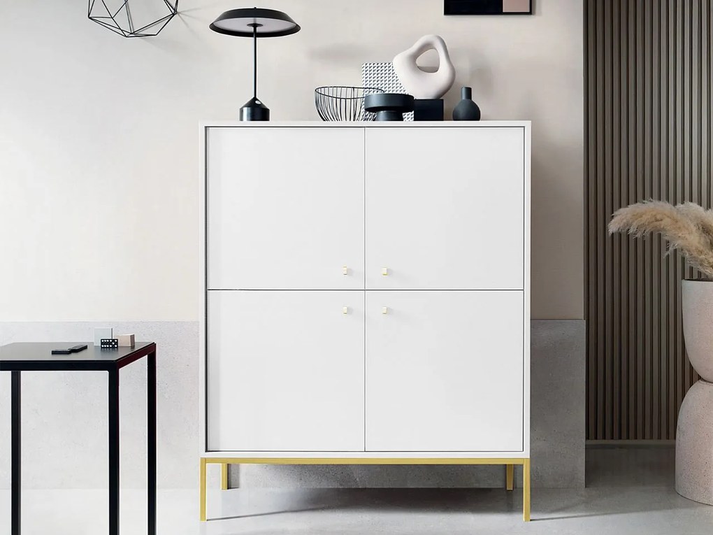 Policová skrinka do obývačky Tonkor Gold TK104, Farby:: biela