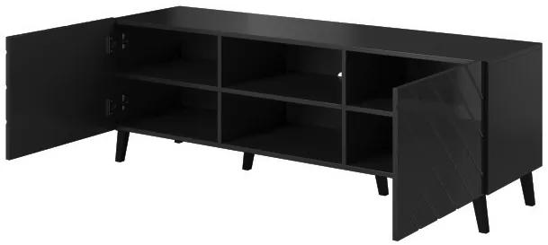 TV stolík Abeto 150 - čierna / čierny lesk