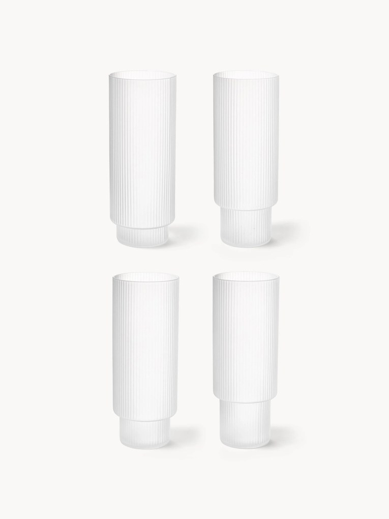 Ručne fúkané reliéfne poháre na drinky Ripple, 4 ks