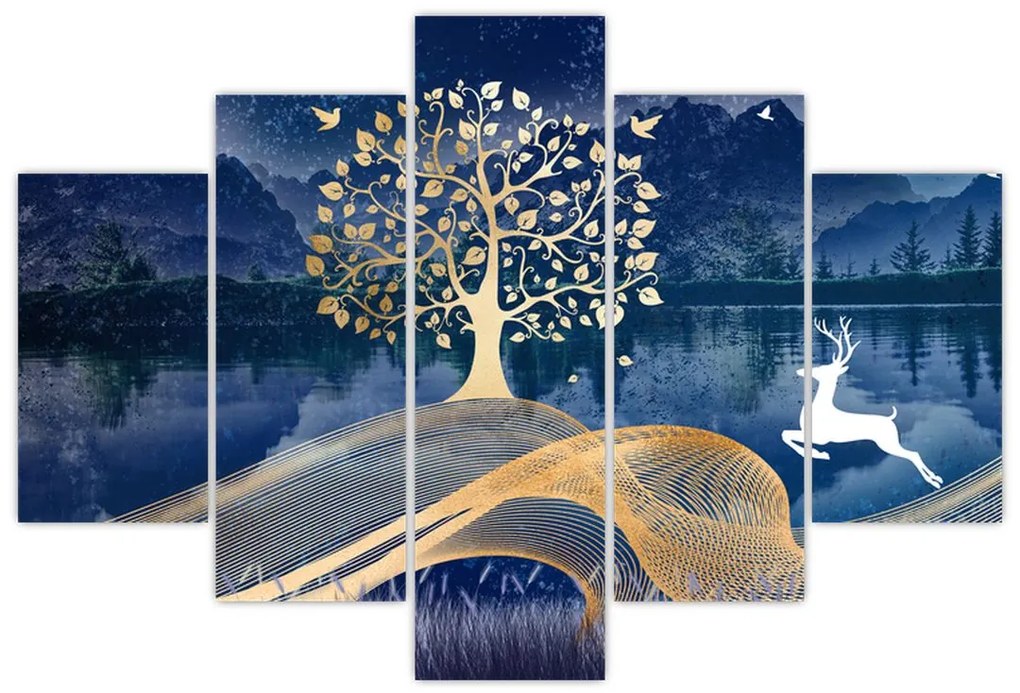 Obraz jeleňov pri splne (150x105 cm)