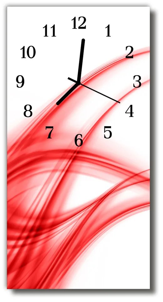 Sklenené hodiny vertikálne  červená vlna 30x60 cm