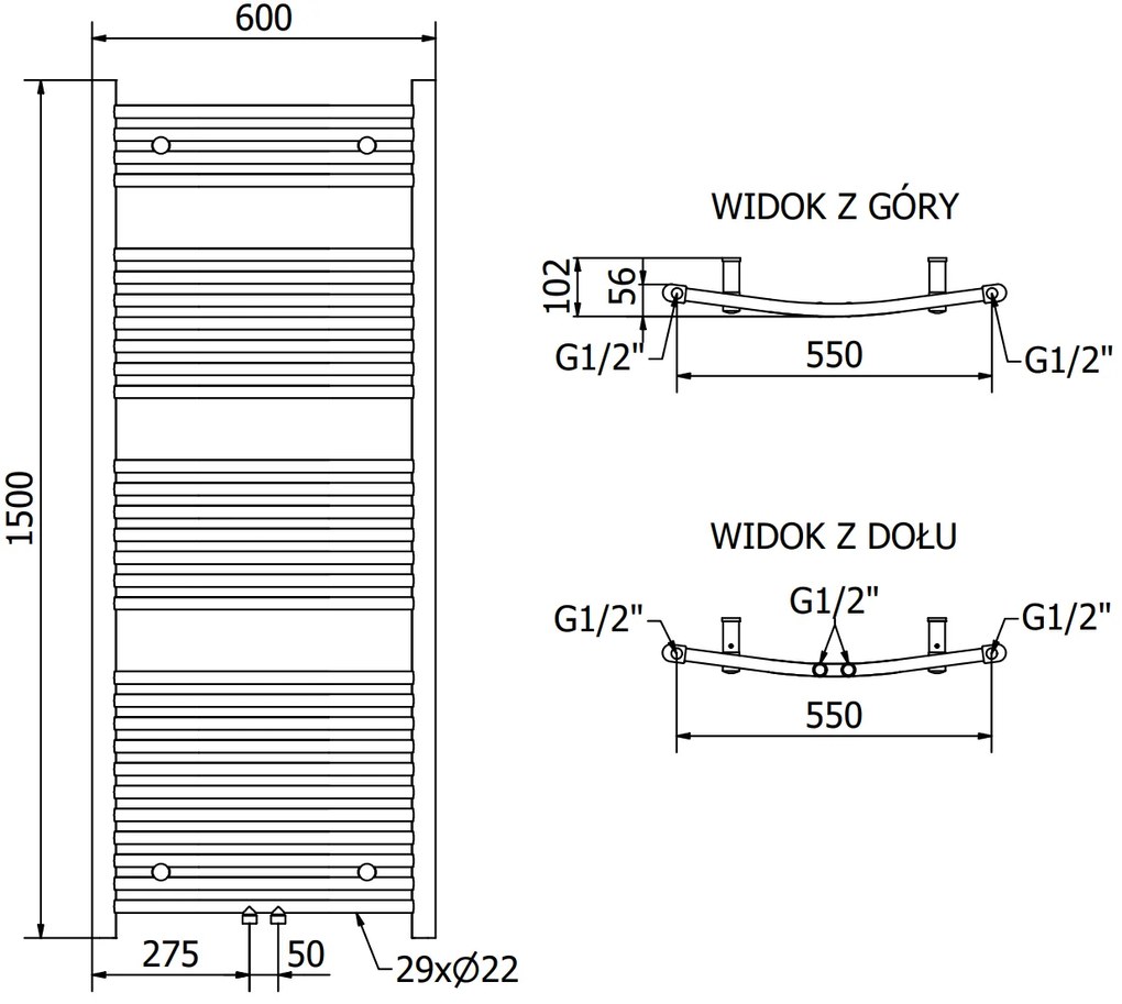 Mexen Ares, elektrické vykurovacie teleso 1500x600 mm + vykurovacia tyč 900 W, biela, W102-1500-600-6900-20