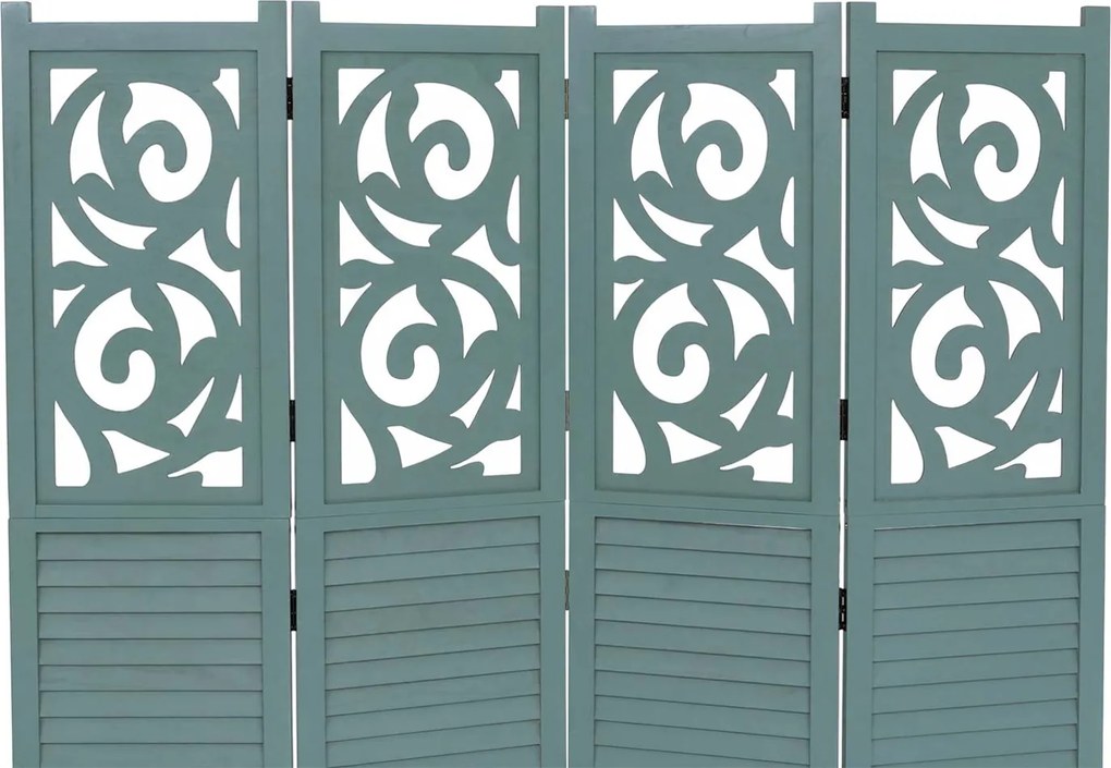 Paraván T568, deliaca stena, 4 panely - 170 × 160 cm - zelená
