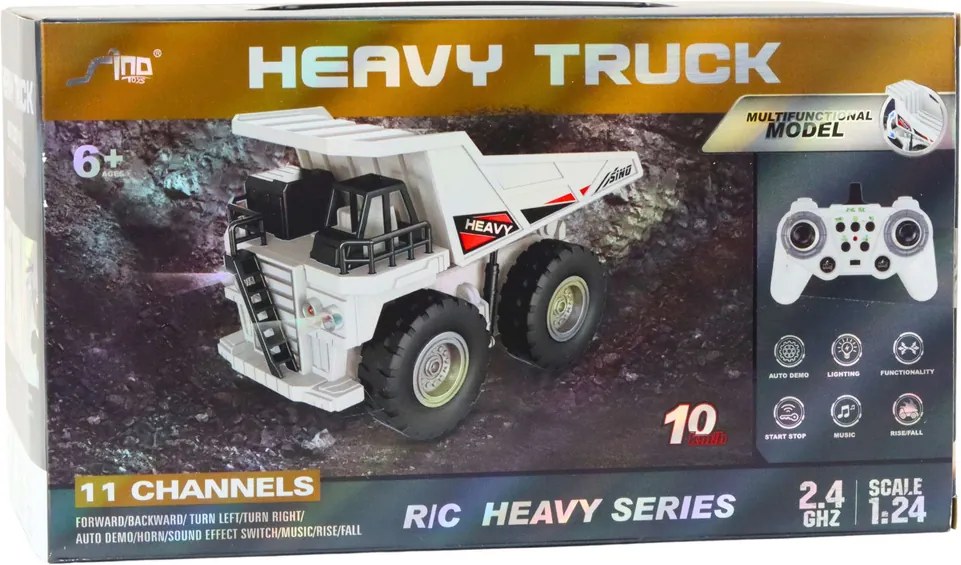 LEAN Toys Sklápacie auto na diaľkové ovládanie RC svetlá a zvuky biele 1:24