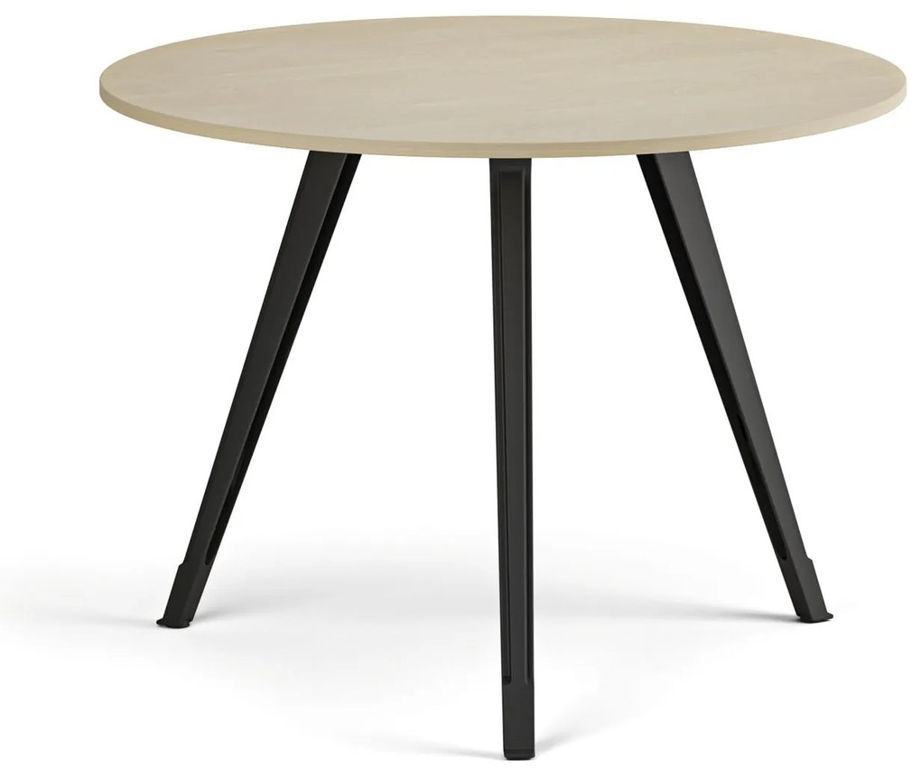 Konferenčný stôl PRIMO ZEN, priemer 100 cm, čierna podnož, breza