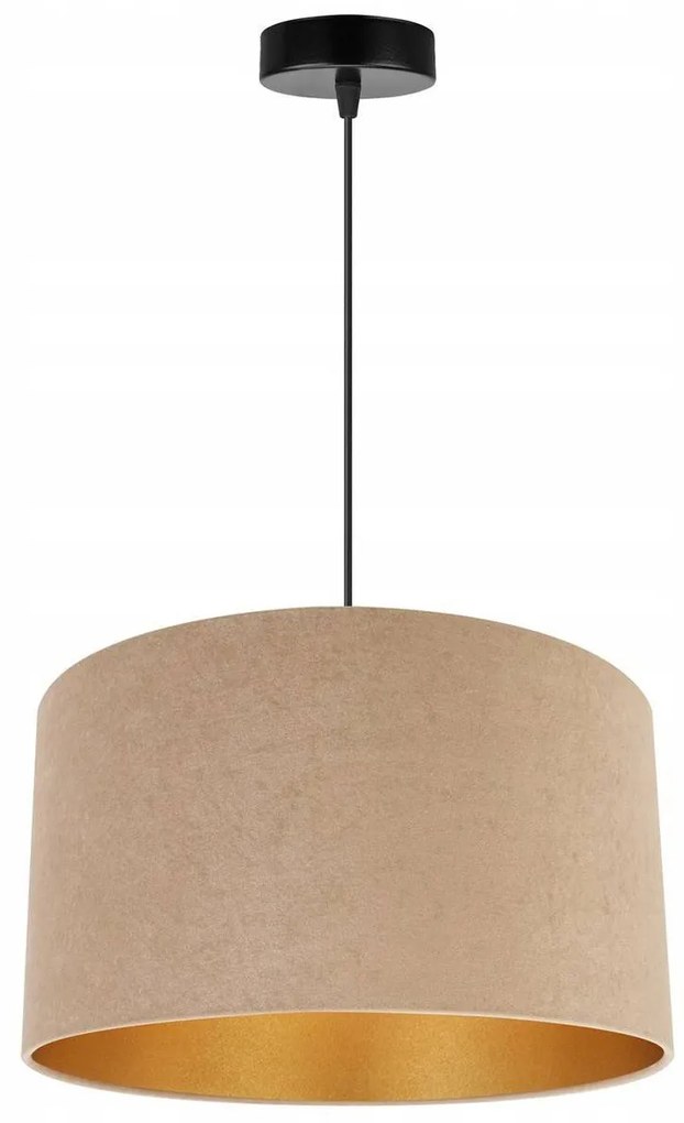 Závesné svietidlo MEDIOLAN, 1x tmavobéžové/zlaté textilné tienidlo, (fi 35cm)