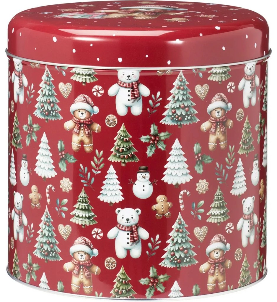 Súprava 2 vianočných plechových dóz Teddies