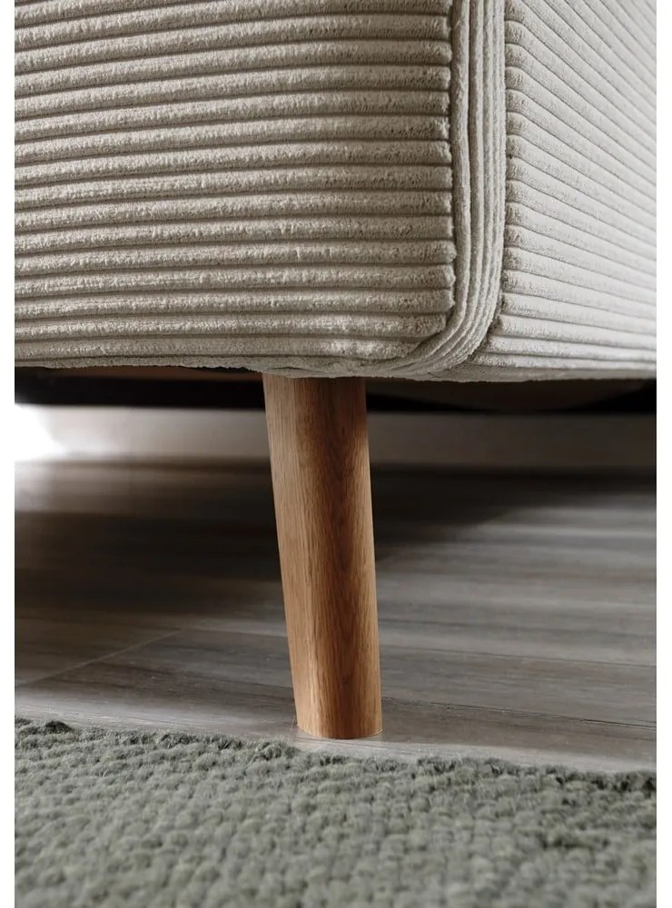 Béžová čalúnená dvojlôžková posteľ s úložným priestorom s roštom 180x200 cm Mattis Cord – Meise Möbel