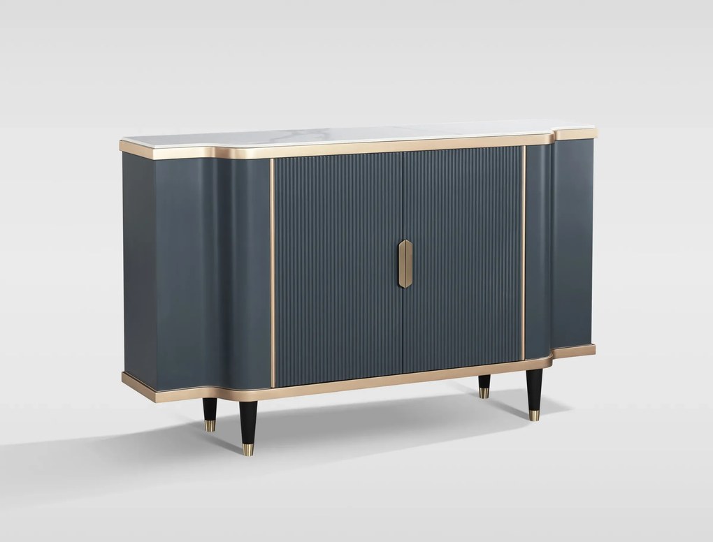 Komoda Stilig ST317 150 cm šedomodrá/zlatá